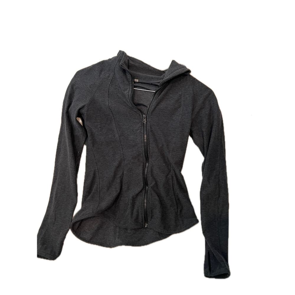Gray Full zip Long Sleeve Sweatshirt Yoga Womans M